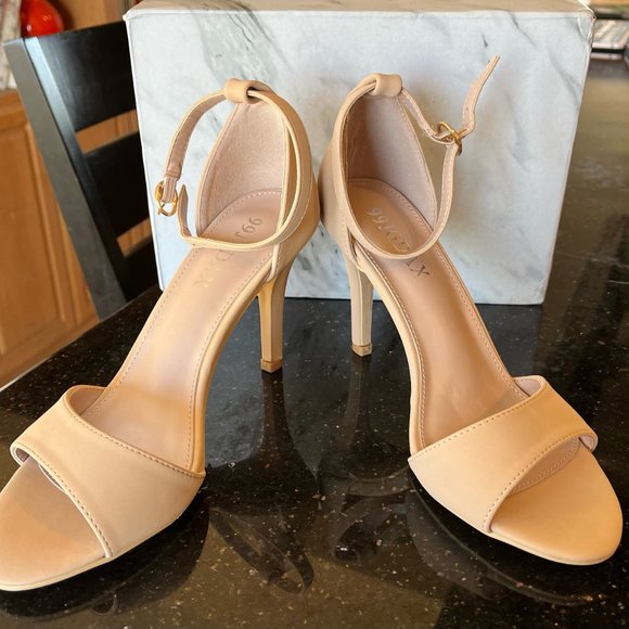 Women's Nude Open Toe Ankle Strap High Heel Sandals 7.5 - Picture 2 of 7
